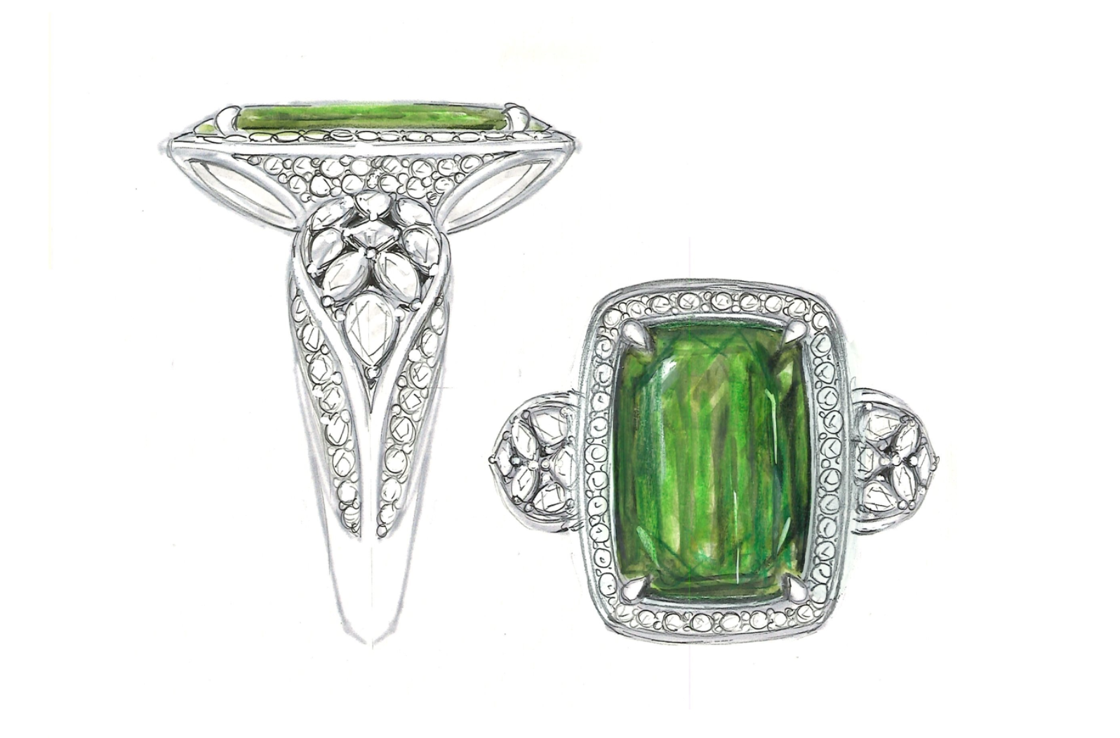 15.18ct Zweifarbiger Lagunen Turmalin Ring mit D Flawless Diamanten, eingefasst in 18 Karat Gelbgold