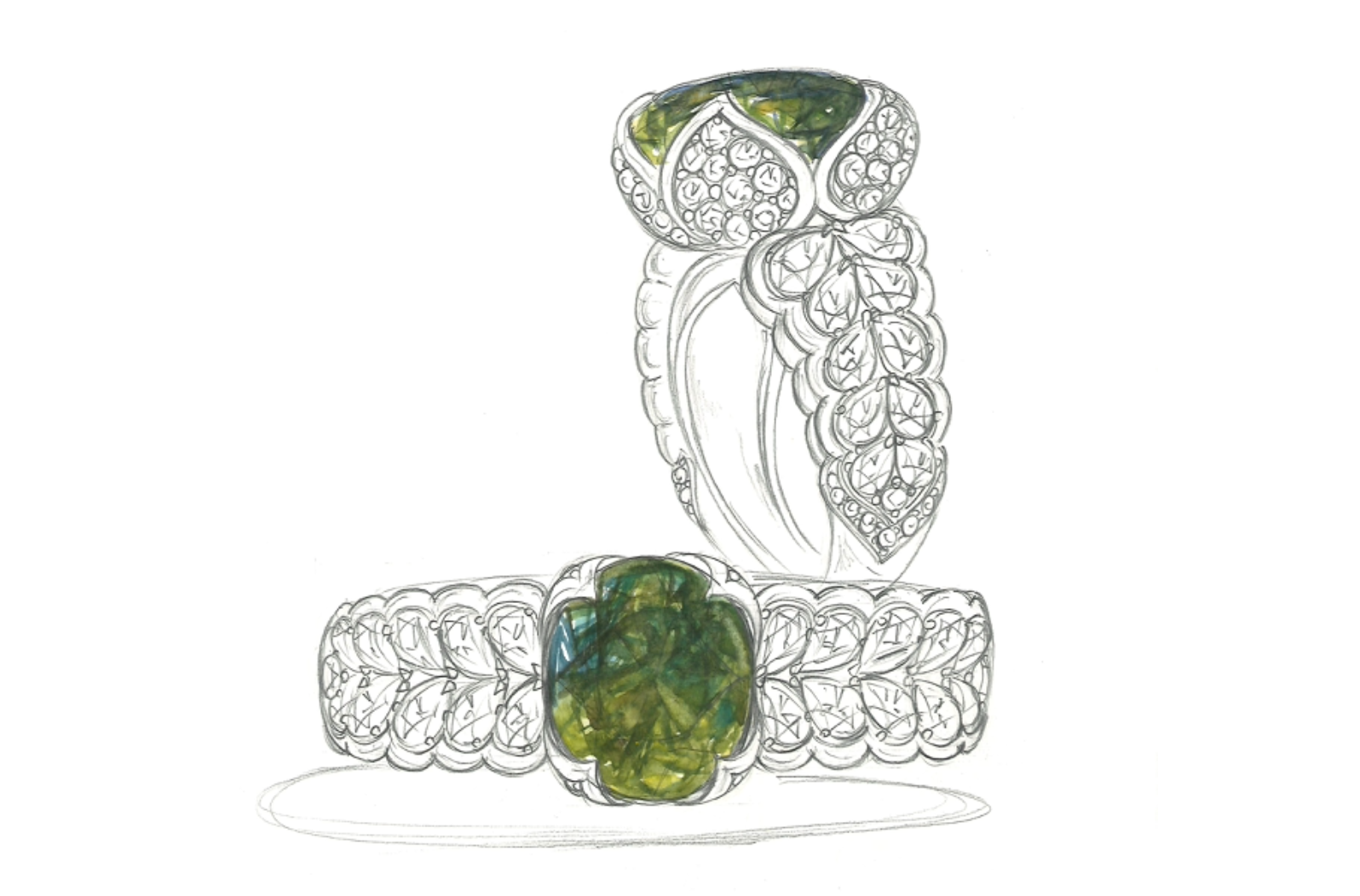2.94ct Nicht erhitzter Boomerang Saphir Ring mit D Flawless Diamanten, eingefasst in 18 Karat Gelbgold