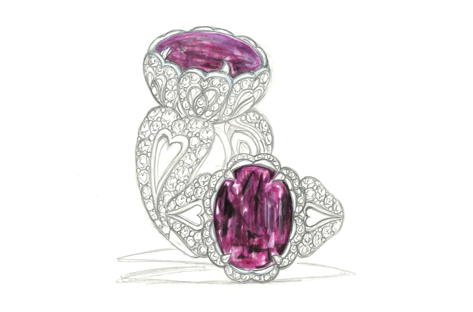 11.76ct blauer Magenta Granat Ring mit D Flawless Diamanten, eingefasst in 18 Karat Gelbgold