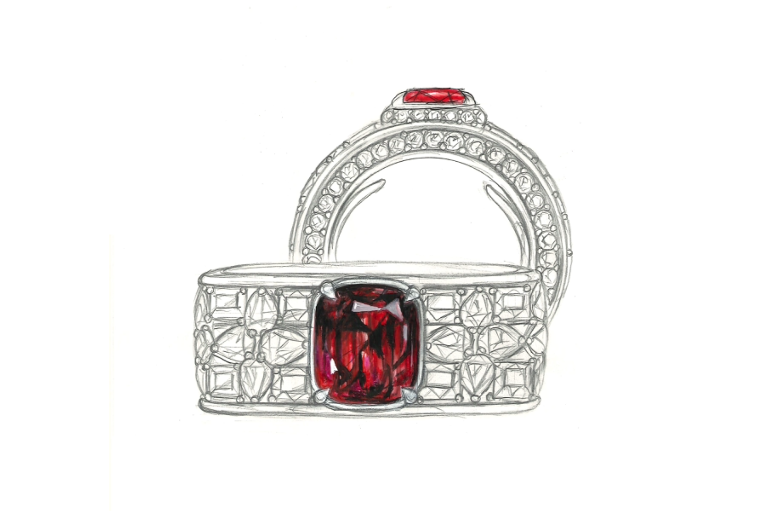 2.17ct Antiker burmesischer Neon Spinell Ring mit D Flawless Diamanten, eingefasst in 18 Karat Weissgold