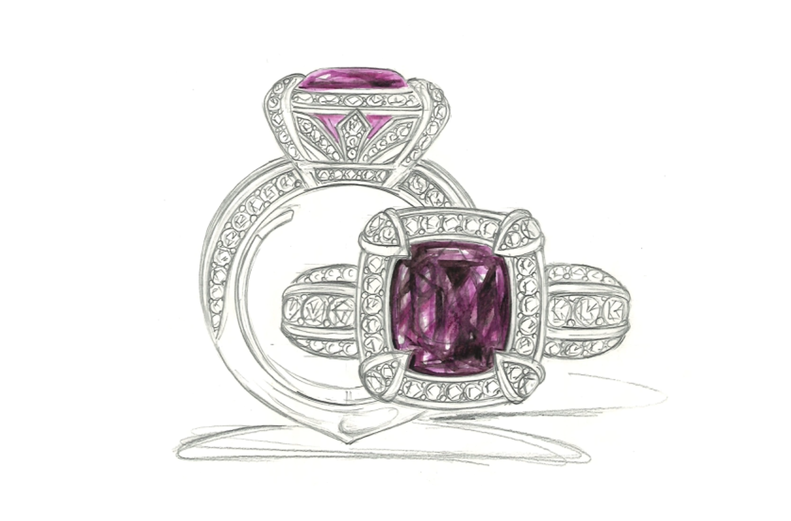 5.17ct burmesischer Spinell Ring mit D Flawless Diamanten, eingefasst in 18 Karat Weissgold
