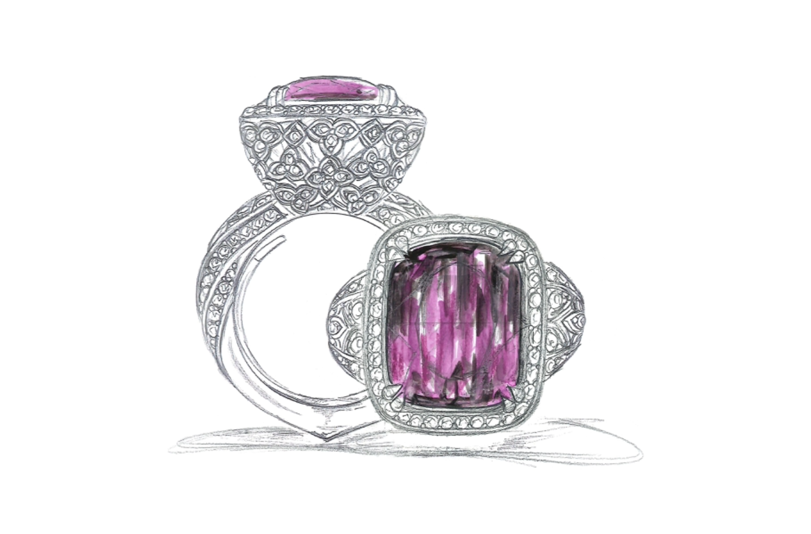 10.20ct Rekord blauer Magenta Granat Ring mit D Flawless Diamanten, eingefasst in 18 Karat Weissgold