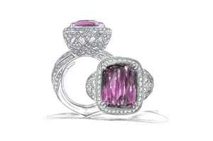 10.20ct Rekord blauer Magenta Granat Ring mit D Flawless Diamanten, eingefasst in 18 Karat Weissgold