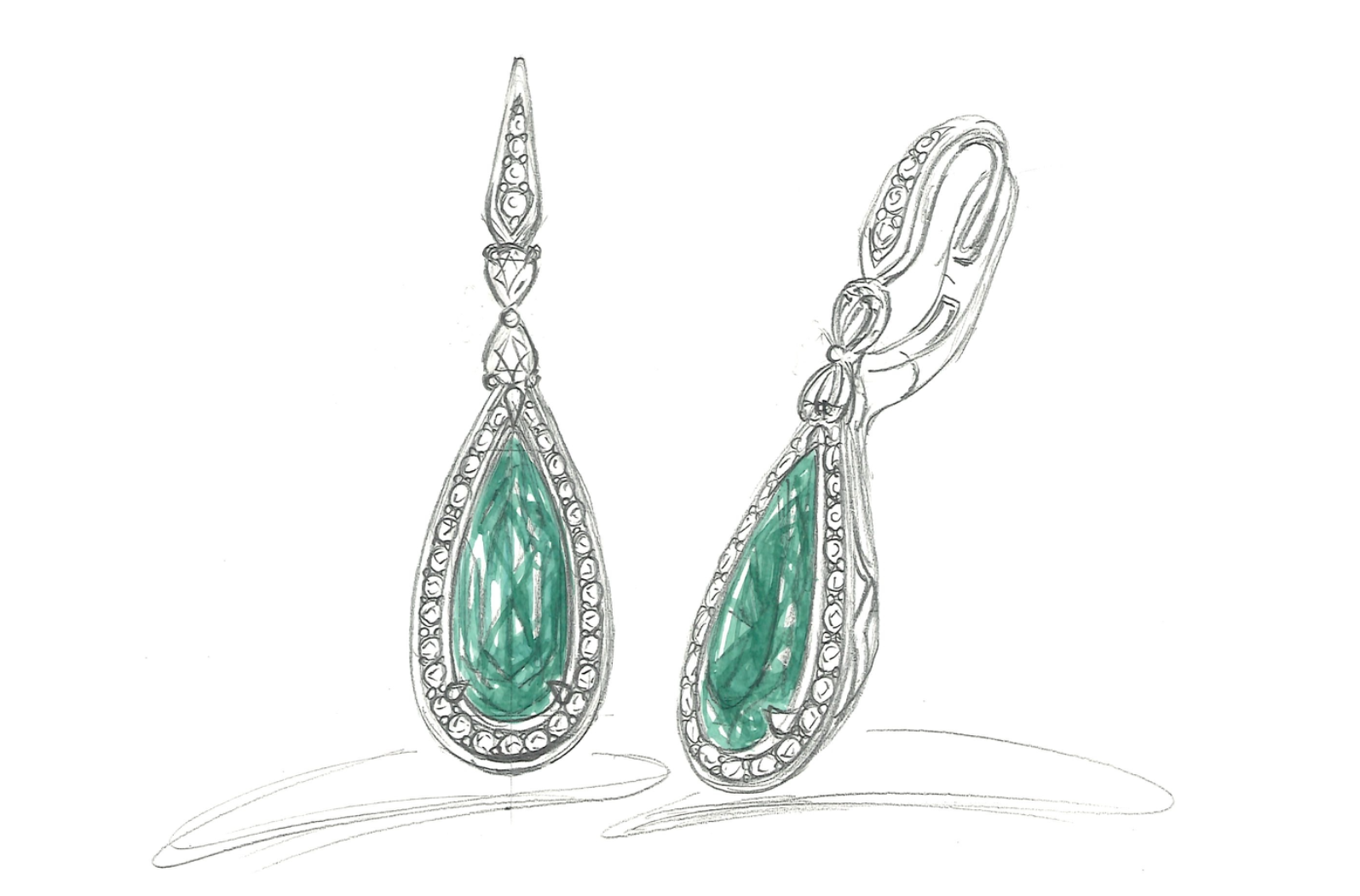 4.03ct Ölfreier nigerianischer Smaragd Ohrringe mit D Flawless Diamanten, eingefasst in 18 Karat Weissgold