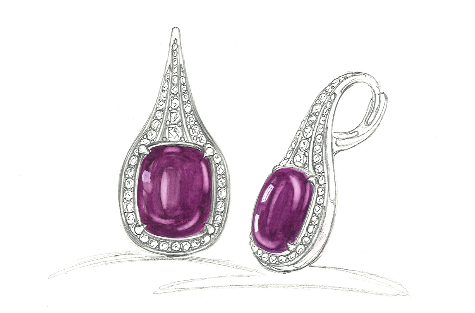 13.36ct blauer Magenta Granat Ohrringe mit D Flawless Diamanten, eingefasst in 18 Karat Gelbgold