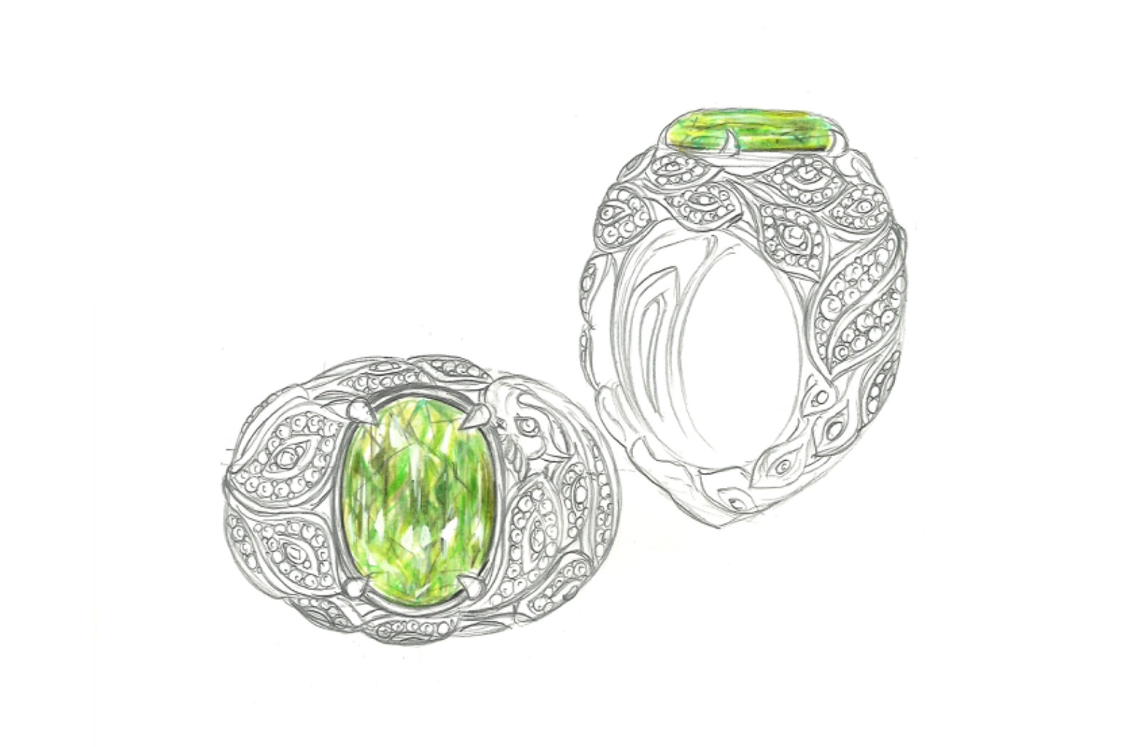 6.25ct Racing grüner Paraiba Ring mit D Flawless Diamanten, eingefasst in 18 Karat Gelbgold