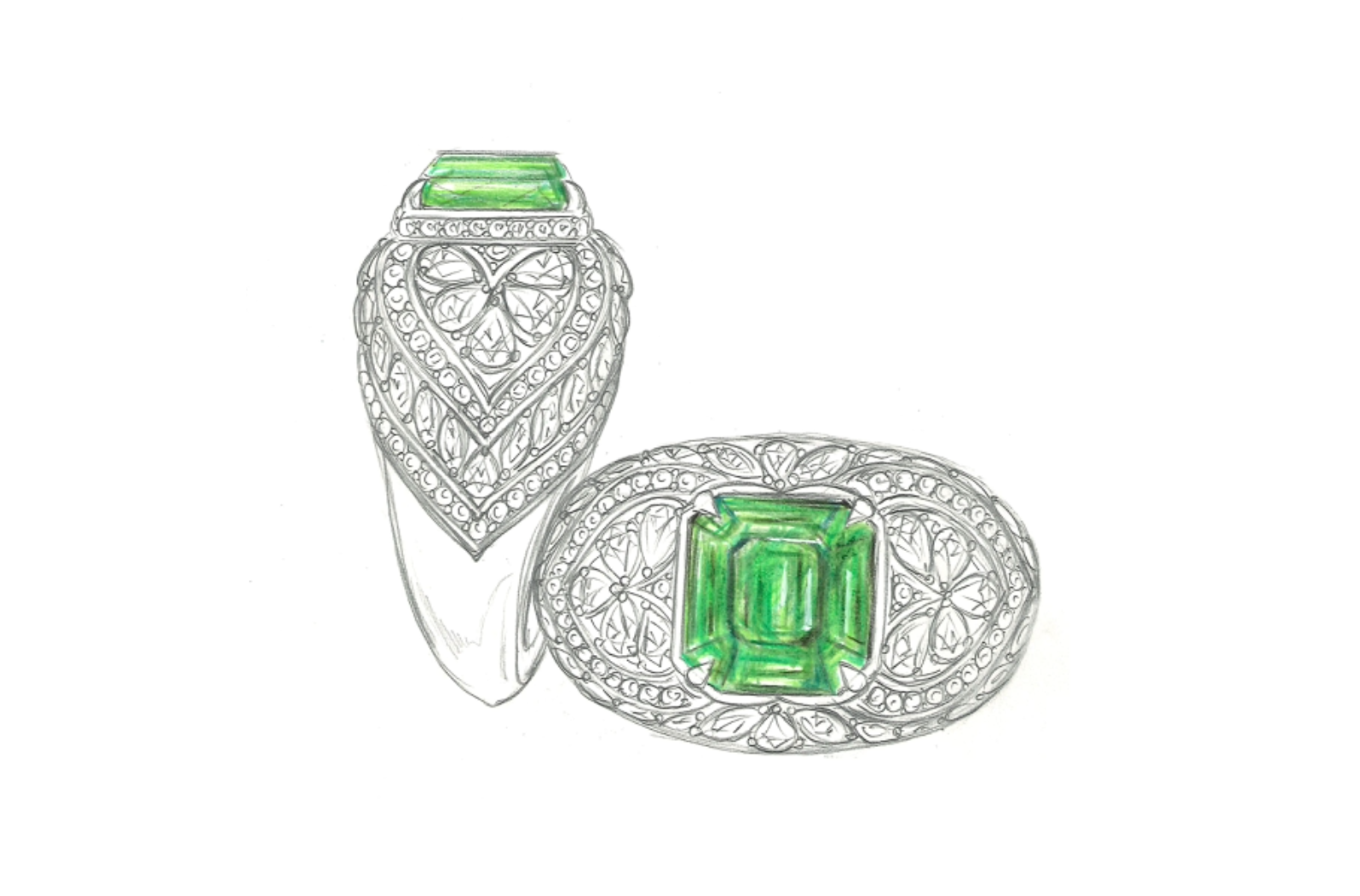 3.56ct vivid grüner kolumbianischer Muzo Smaragd Ring mit D Flawless Diamanten, eingefasst in 18 Karat Gelbgold