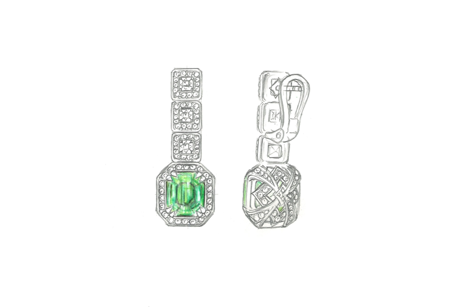 13.48ct vivid grüner kolumbianischer Muzo Smaragd Ohrringe mit D Flawless Diamanten, eingefasst in 18 Karat Weissgold