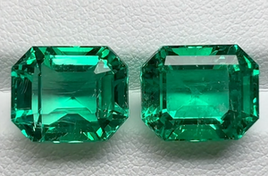 13.48ct vivid grüner kolumbianischer Muzo Smaragd Ohrringe mit D Flawless Diamanten, eingefasst in 18 Karat Weissgold