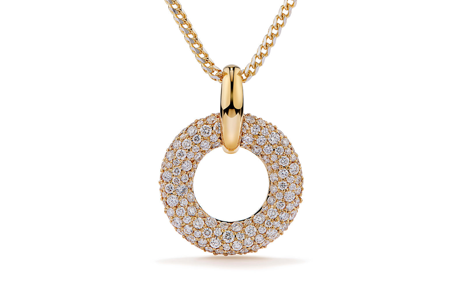 Kat Florence ct D Flawless Diamanten Halskette eingefasst in 18 Karat Gelbgold