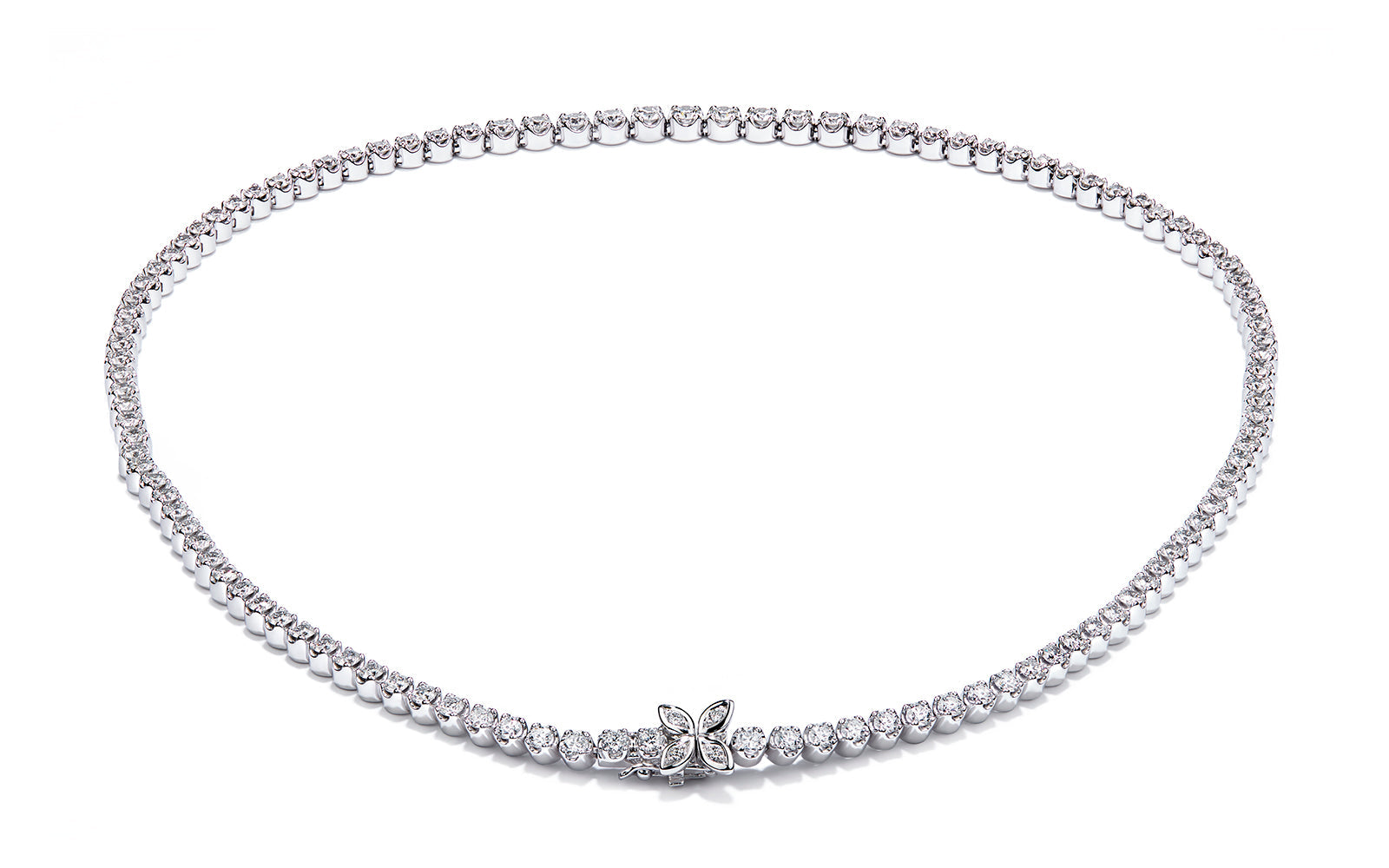 Kat Florence D Flawless Diamanten Halskette, eingefasst in 18 Karat Weissgold