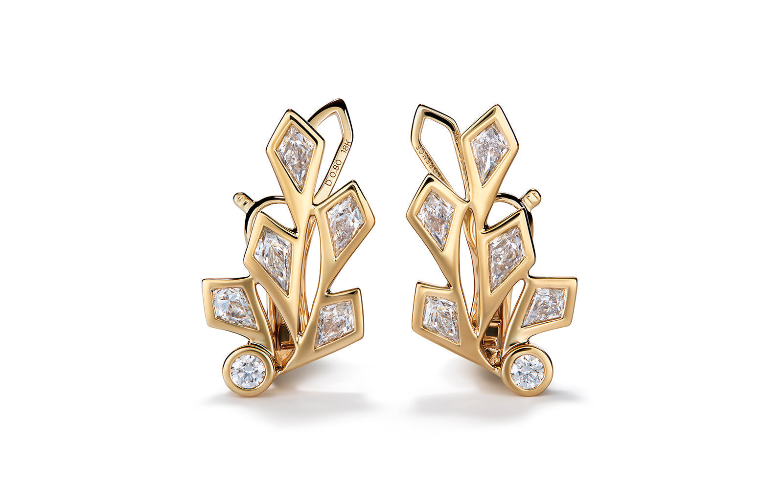 D Flawless Diamanten Ohrringe, eingefasst in 18 Karat Gelbgold