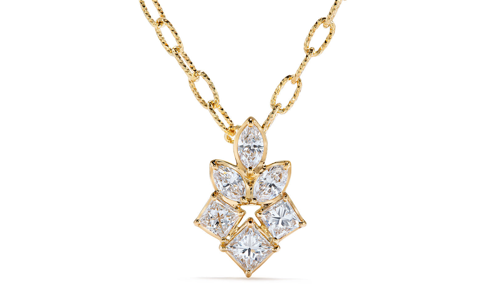0.89ct D Flawless Diamanten Halskette eingefasst in 18 Karat Gelbgold