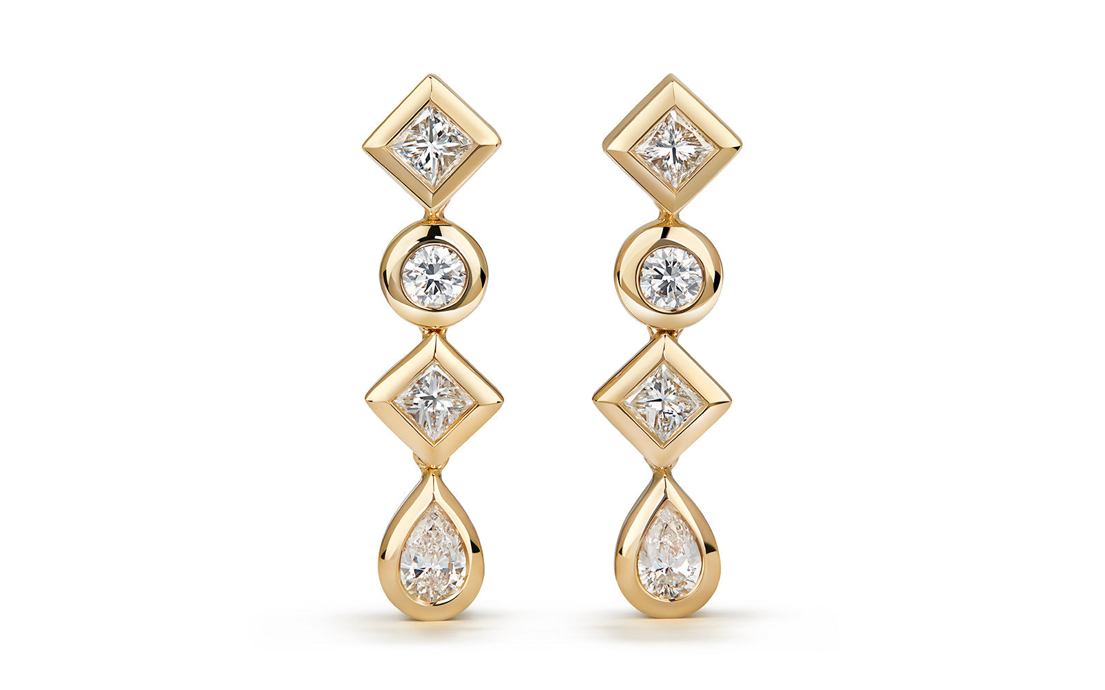 Diamond Drums 0.98ct D Flawless Diamanten Ohrringe eingefasst in 18 Karat Gelbgold