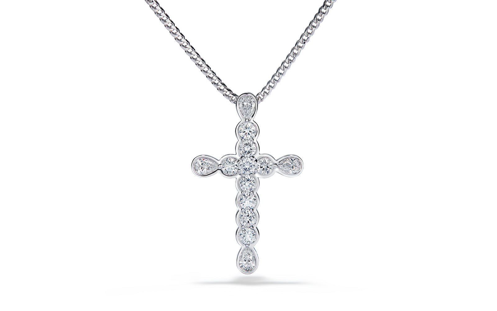 Kat Florence Cross 1.60ct D Flawless Diamanten Halskette eingefasst in 18 Karat Weissgold