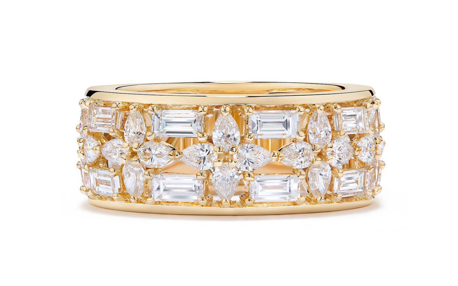 The Deco 3.13ct D Flawless Diamanten Ring eingefasst in 18 Karat Gelbgold