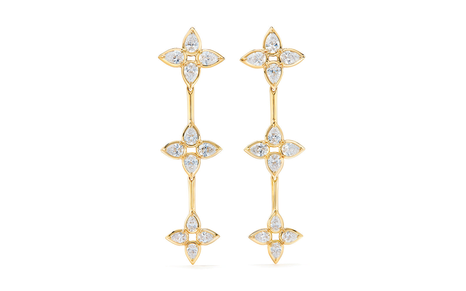 3.00ct D Flawless Diamanten Ohrringe eingefasst in 18 Karat Gelbgold
