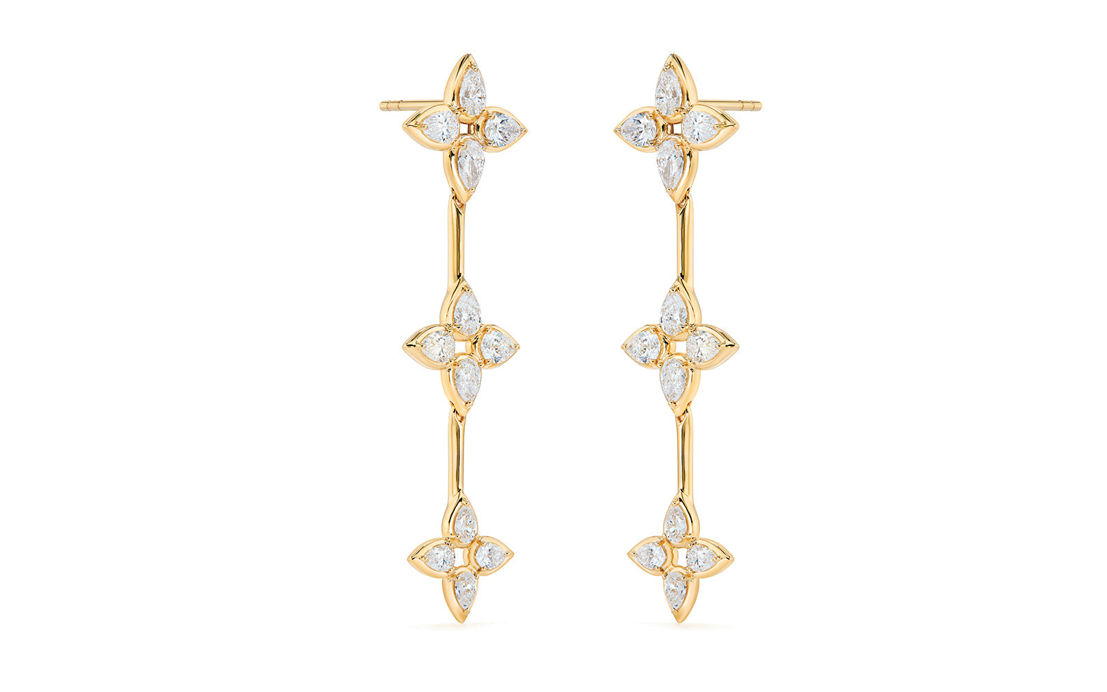 3.00ct D Flawless Diamanten Ohrringe eingefasst in 18 Karat Gelbgold