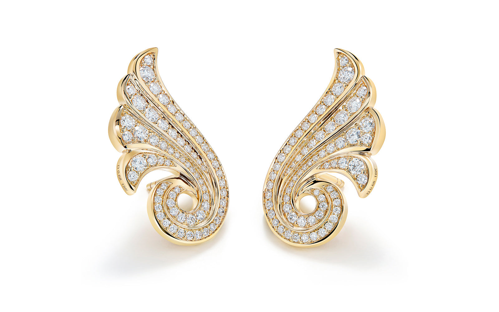 1.36ct D Flawless Diamanten Ohrringe eingefasst in 18 Karat Gelbgold