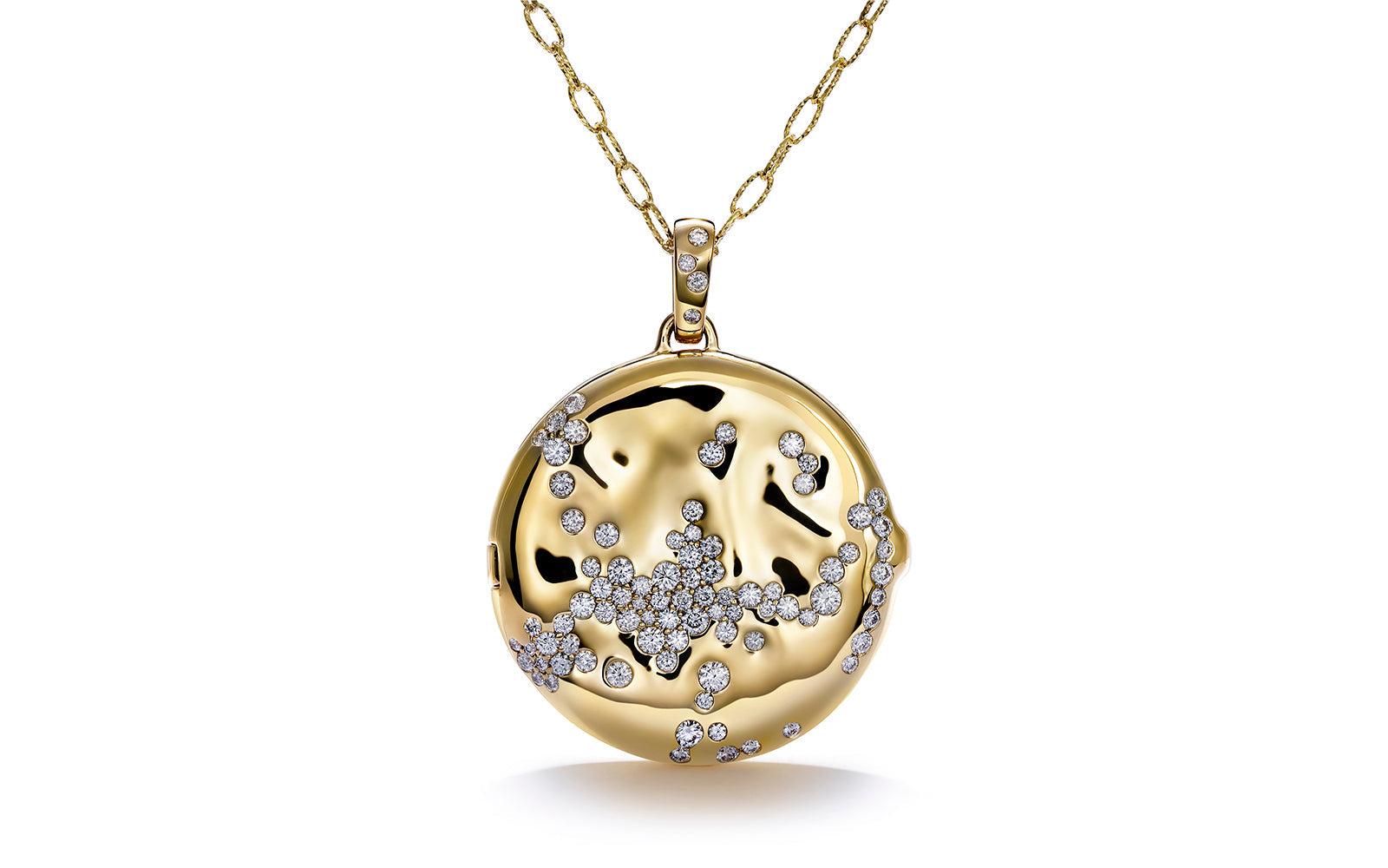 Starry Night Locket 1.63ct D Flawless Diamanten Halskette eingefasst in 18 Karat Gelbgold