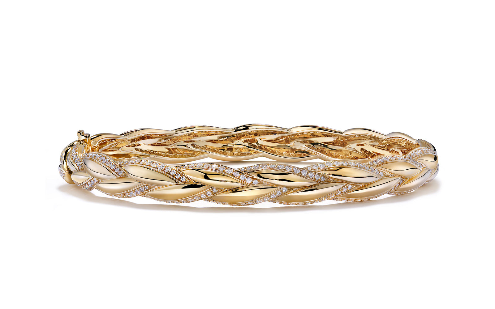 Braided Leaves  2.24ct D Flawless Diamanten Armreif eingefasst in 18 Karat Gelbgold