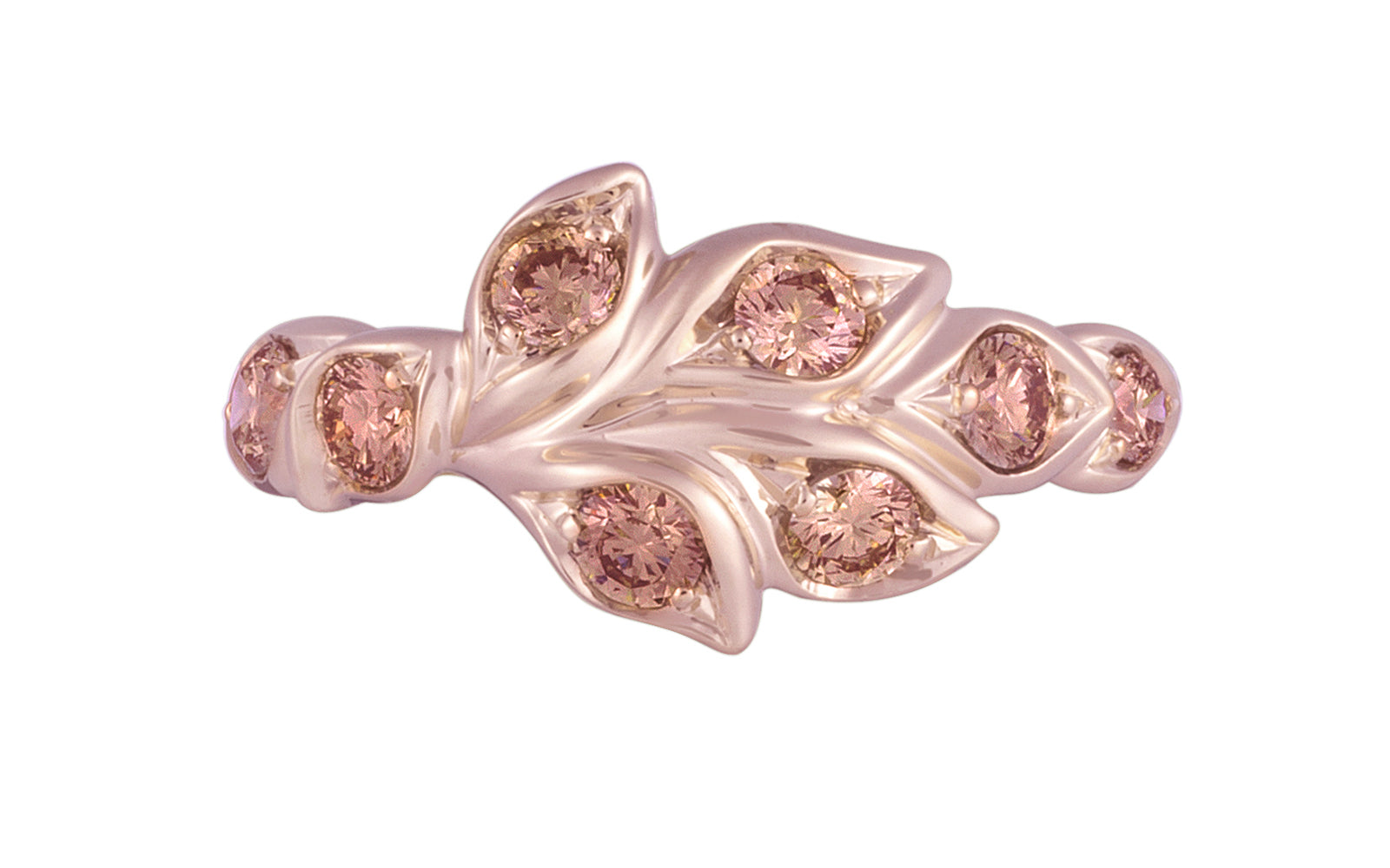 0.73ct lupenreine pinke Champagner Diamanten Ring eingefasst in 18 Karat Rosegold
