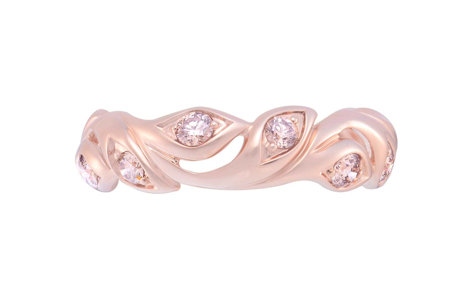 0.79ct lupenreine pinke Champagner Diamanten Ring eingefasst in 18 Karat Rosegold