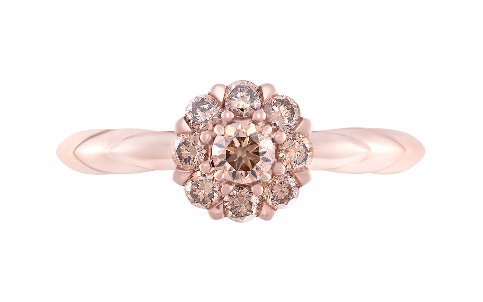 0.48ct lupenreine pinke Champagner Diamanten Ring eingefasst in 18 Karat Rosegold
