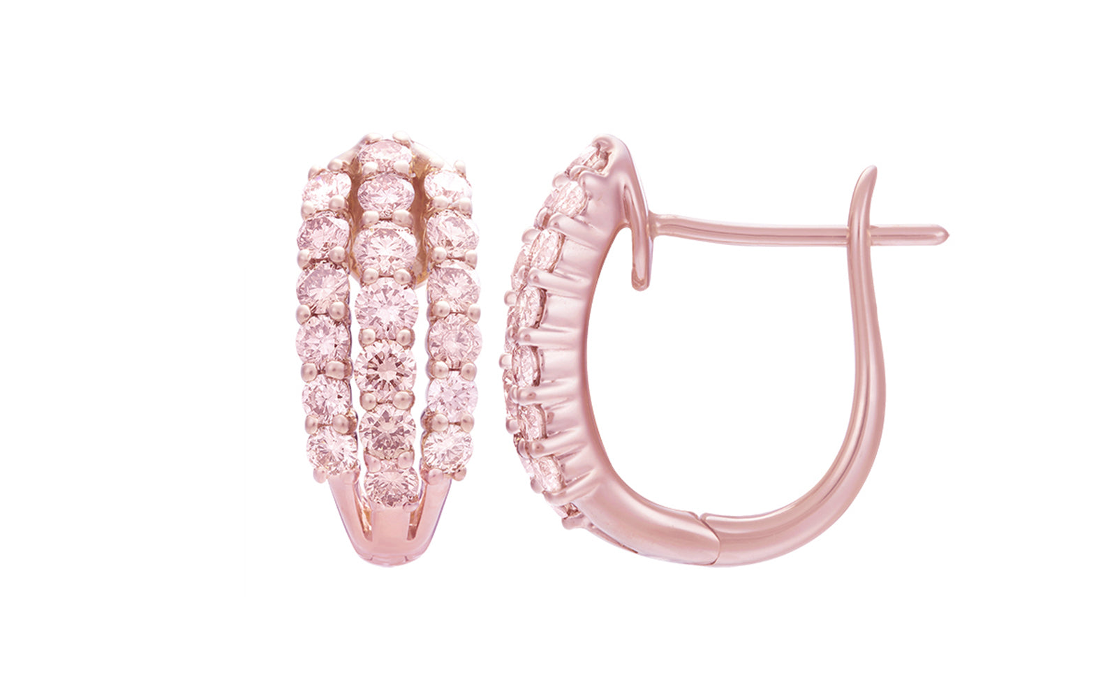 1.82ct lupenreine pinke Champagner Diamanten Ohrringe eingefasst in 18 Karat Rosegold