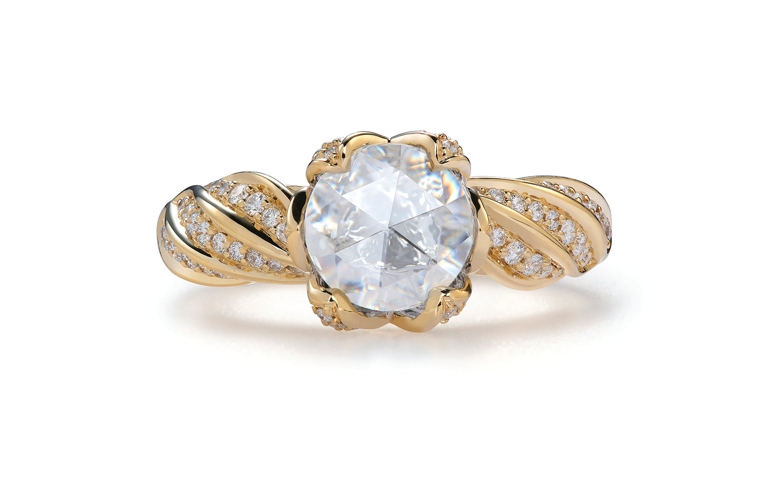 Kat Florence anitiker Diamant Ring mit D Flawless Diamanten, eingefasst in 18 Karat Gelbgold