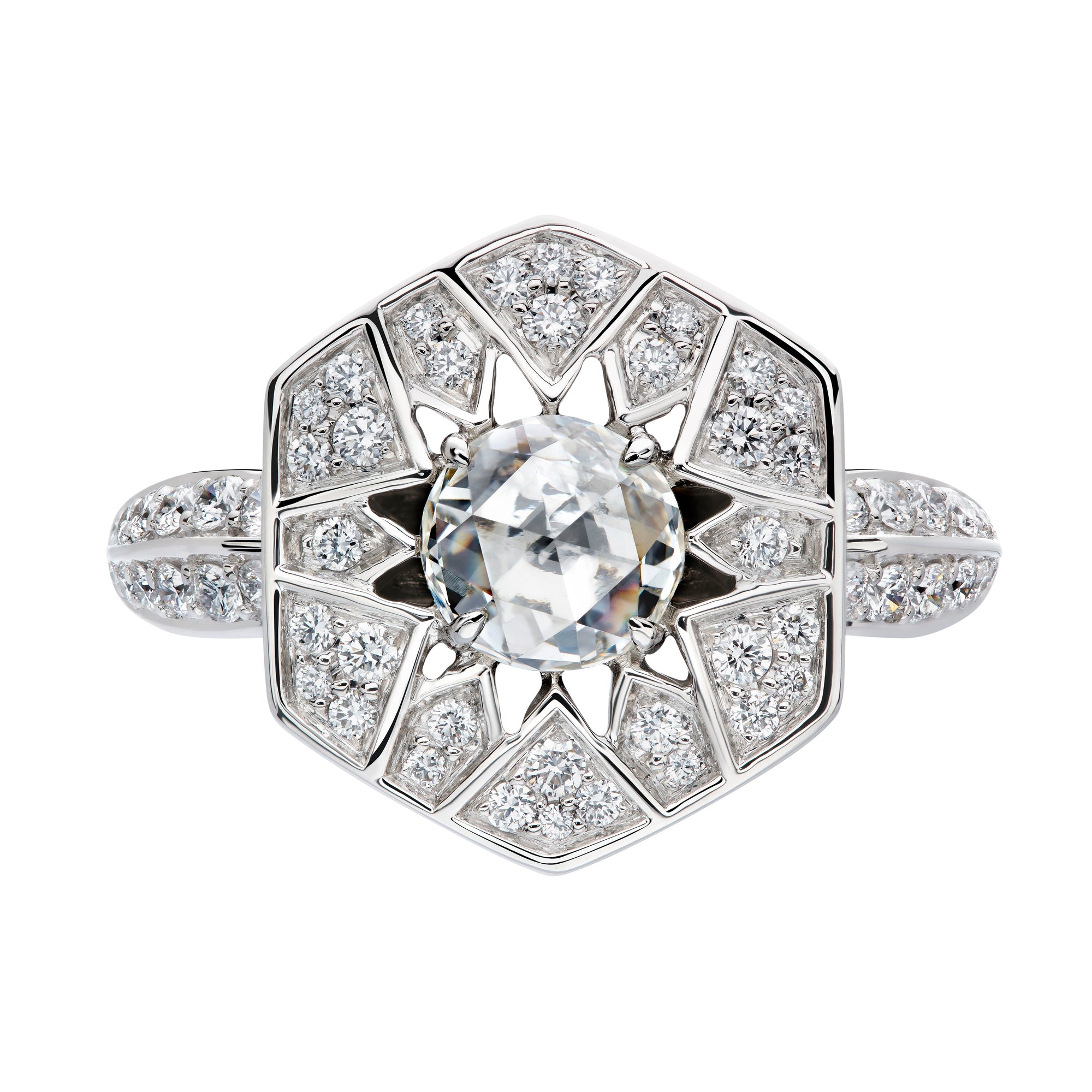 Kat Florence anitiker Diamant Ring mit D Flawless Diamanten, eingefasst in Platin