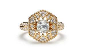 Kat Florence anitiker Diamant Ring mit D Flawless Diamanten, eingefasst in 18 Karat Gelbgold