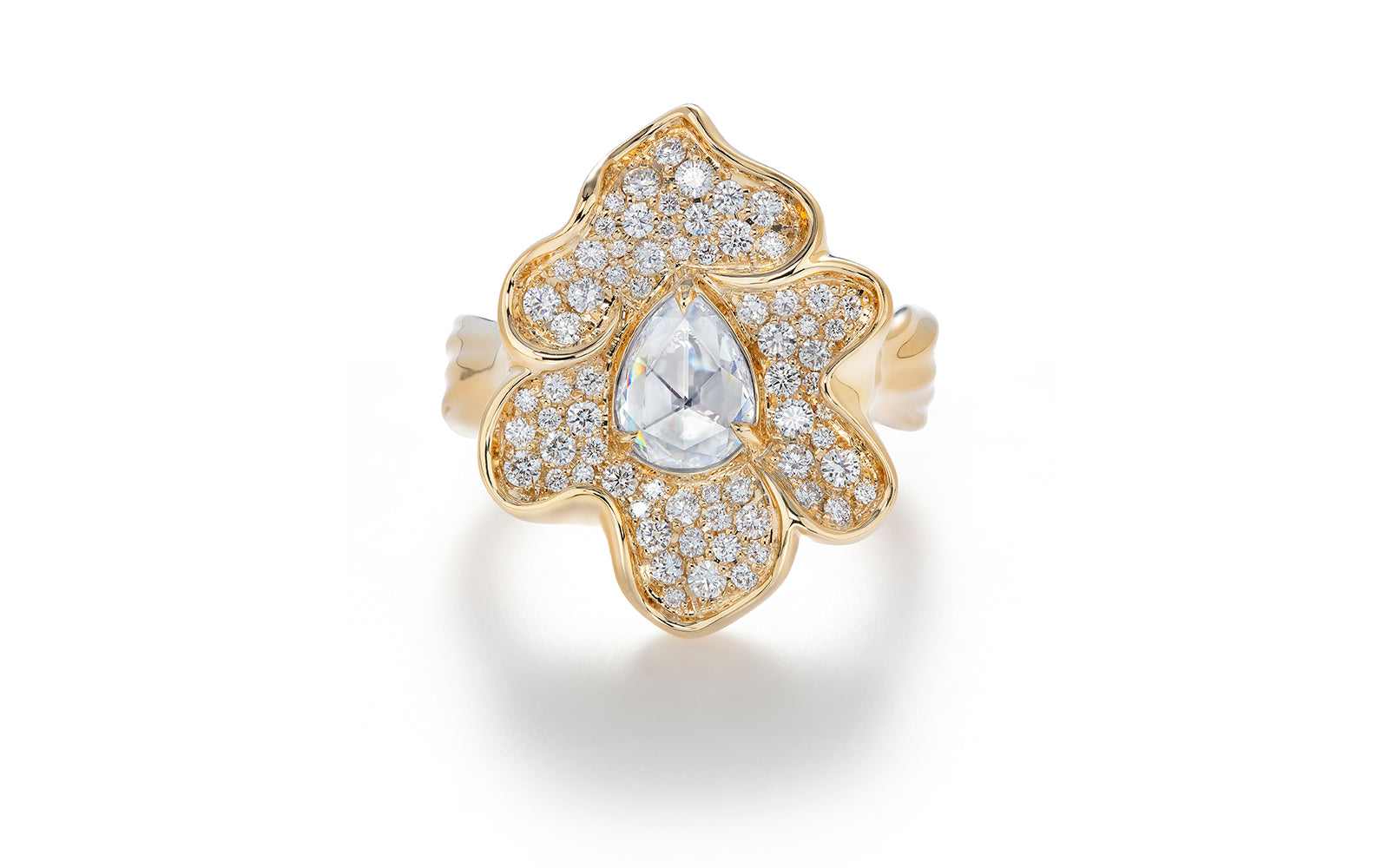 Kat Florence anitiker Diamant Ring mit D Flawless Diamanten, eingefasst in 18 Karat Gelbgold