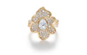Kat Florence anitiker Diamant Ring mit D Flawless Diamanten, eingefasst in 18 Karat Gelbgold