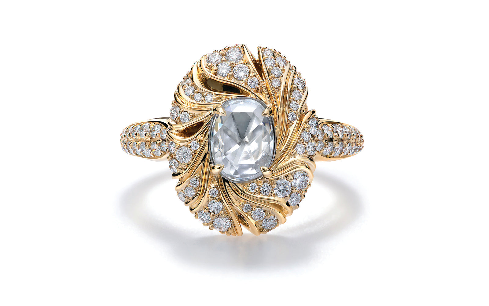 Kat Florence anitiker Diamant Ring mit D Flawless Diamanten, eingefasst in 18 Karat Gelbgold