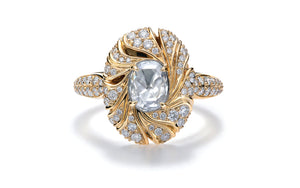 Kat Florence anitiker Diamant Ring mit D Flawless Diamanten, eingefasst in 18 Karat Gelbgold