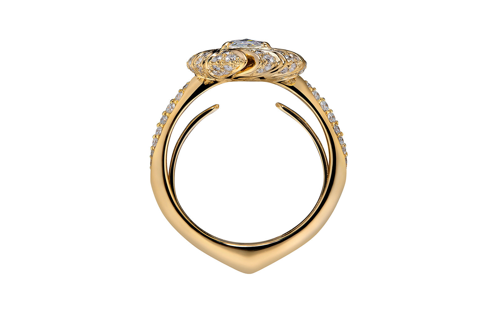 Kat Florence anitiker Diamant Ring mit D Flawless Diamanten, eingefasst in 18 Karat Gelbgold