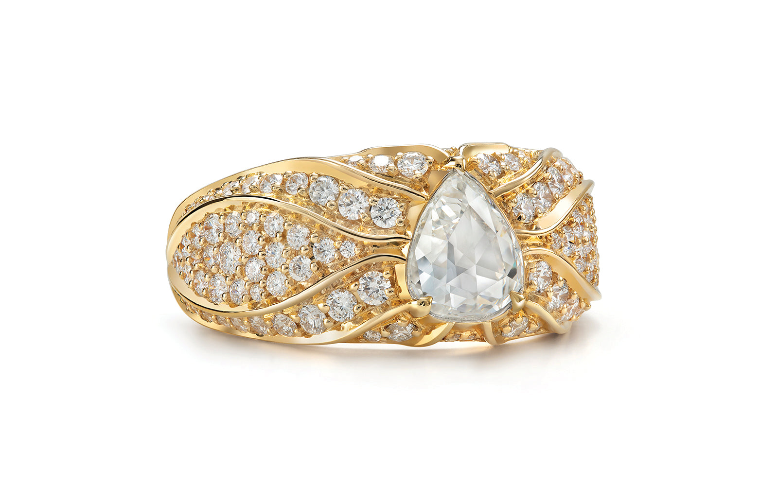 Kat Florence anitiker Diamant Ring mit D Flawless Diamanten, eingefasst in 18 Karat Gelbgold