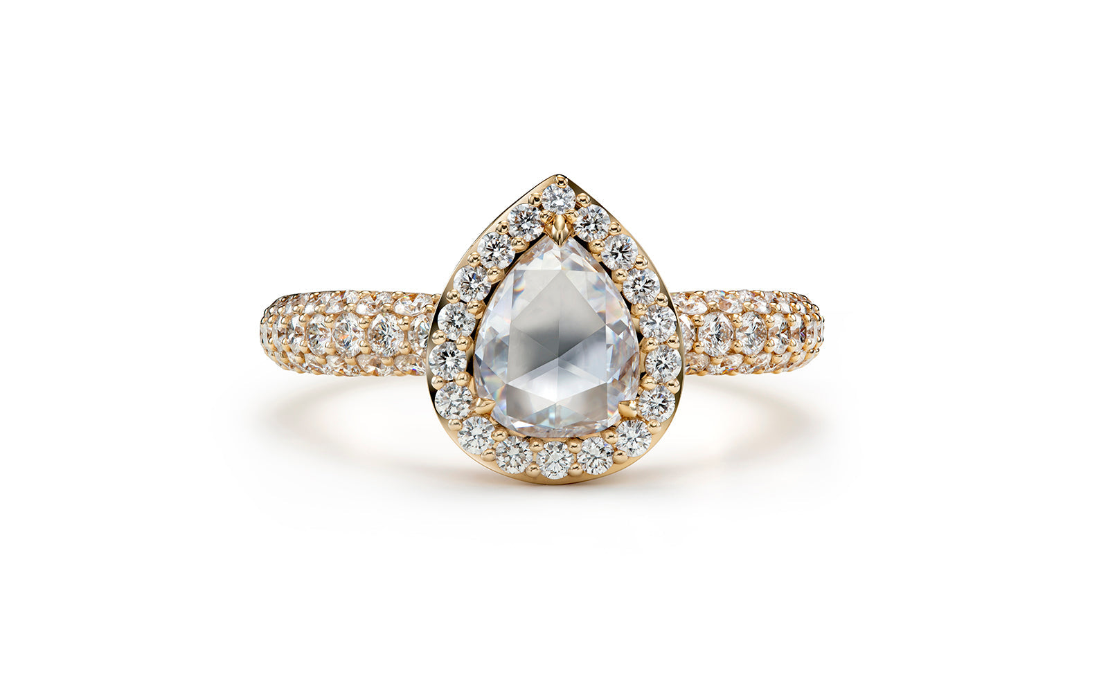 Kat Florence anitiker Diamant Ring mit D Flawless Diamanten, eingefasst in 18 Karat Gelbgold