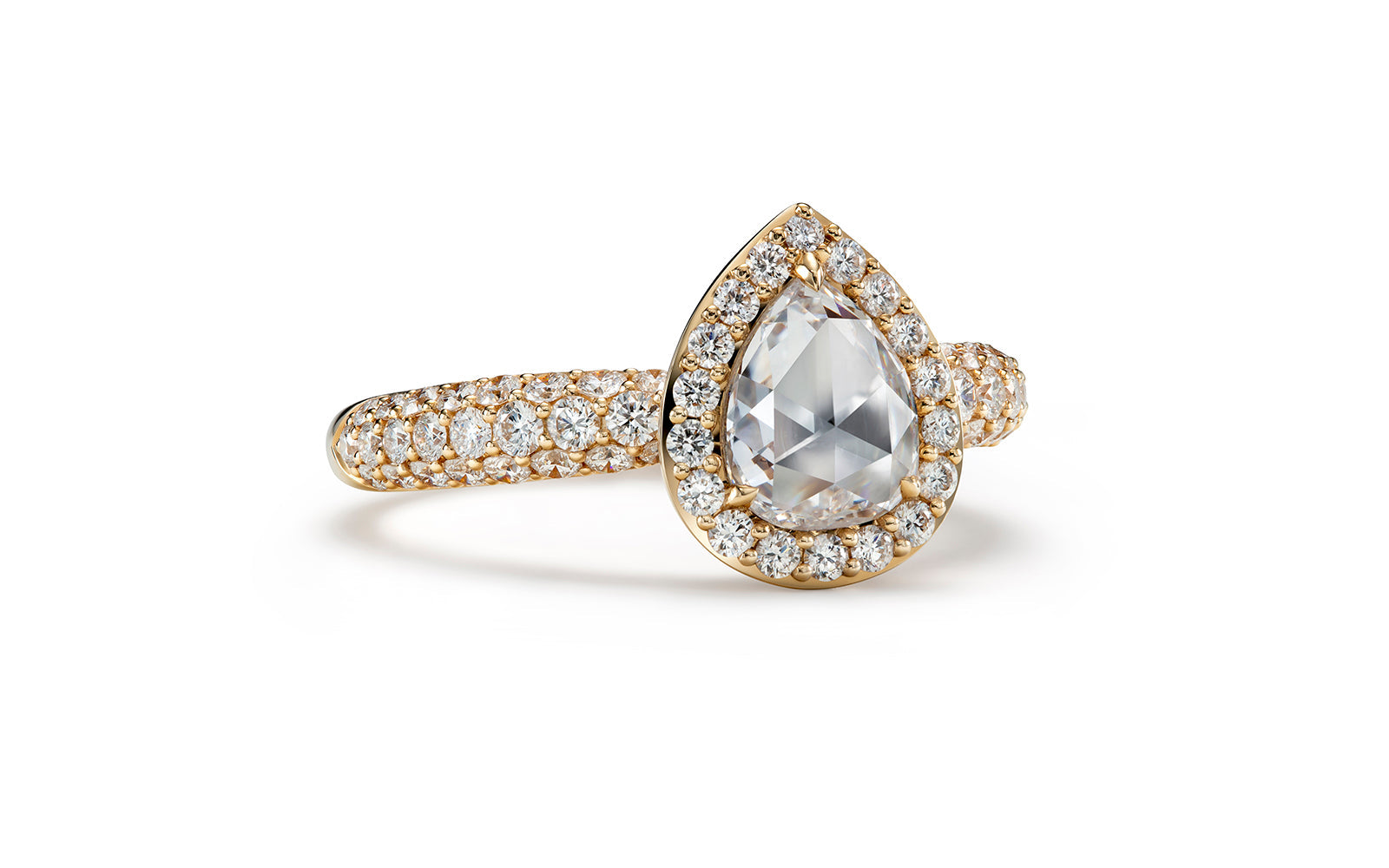 Kat Florence anitiker Diamant Ring mit D Flawless Diamanten, eingefasst in 18 Karat Gelbgold