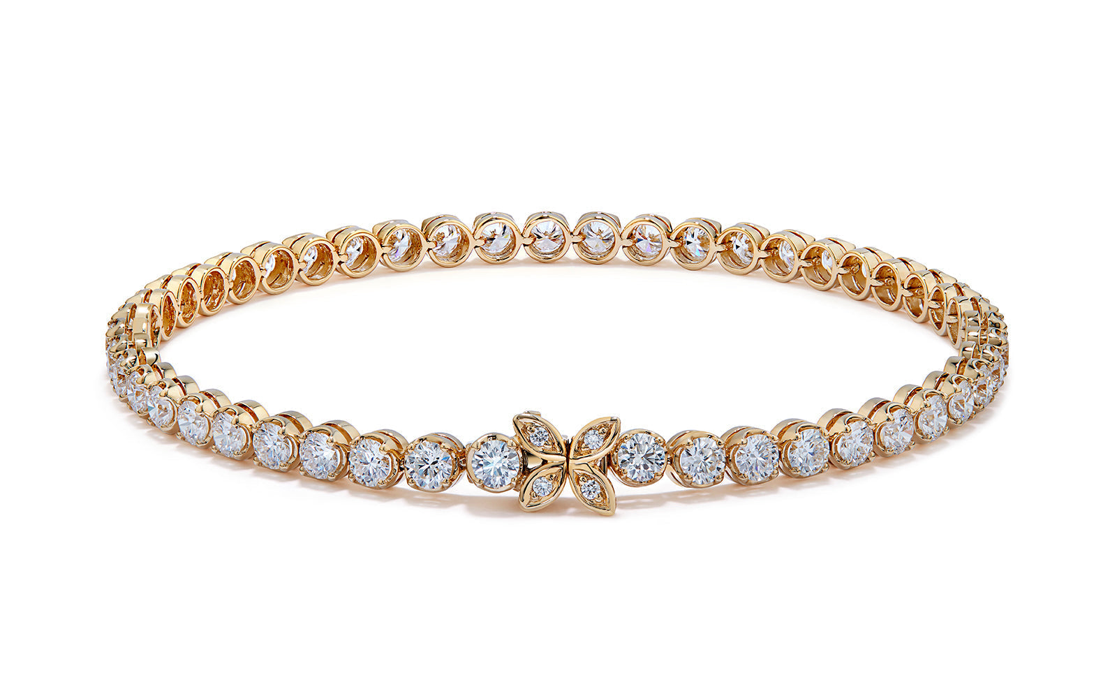 5.03ct D Flawless Diamanten Armband eingefasst in 18 Karat Gelbgold