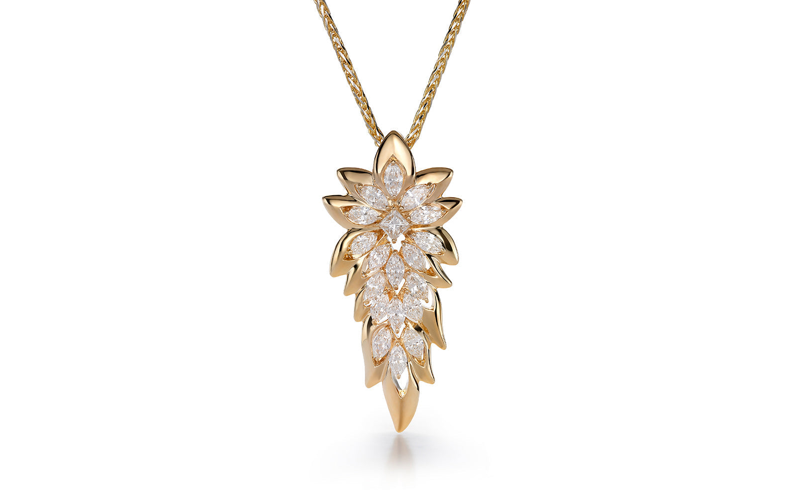 Kat Florence Flawless Diamanten Halskette, eingefasst in 18 Karat Gelbgold