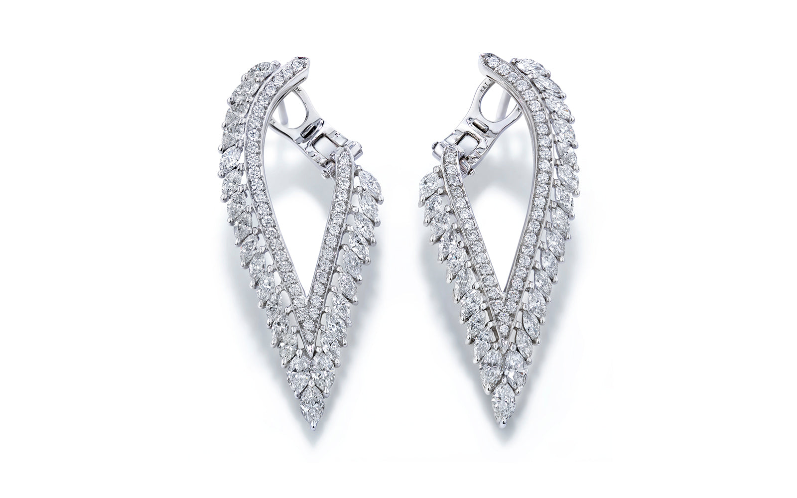 Kat Florence Wings 2.08ct D Flawless Diamanten Ohrringe eingefasst in 18 Karat Weissgold