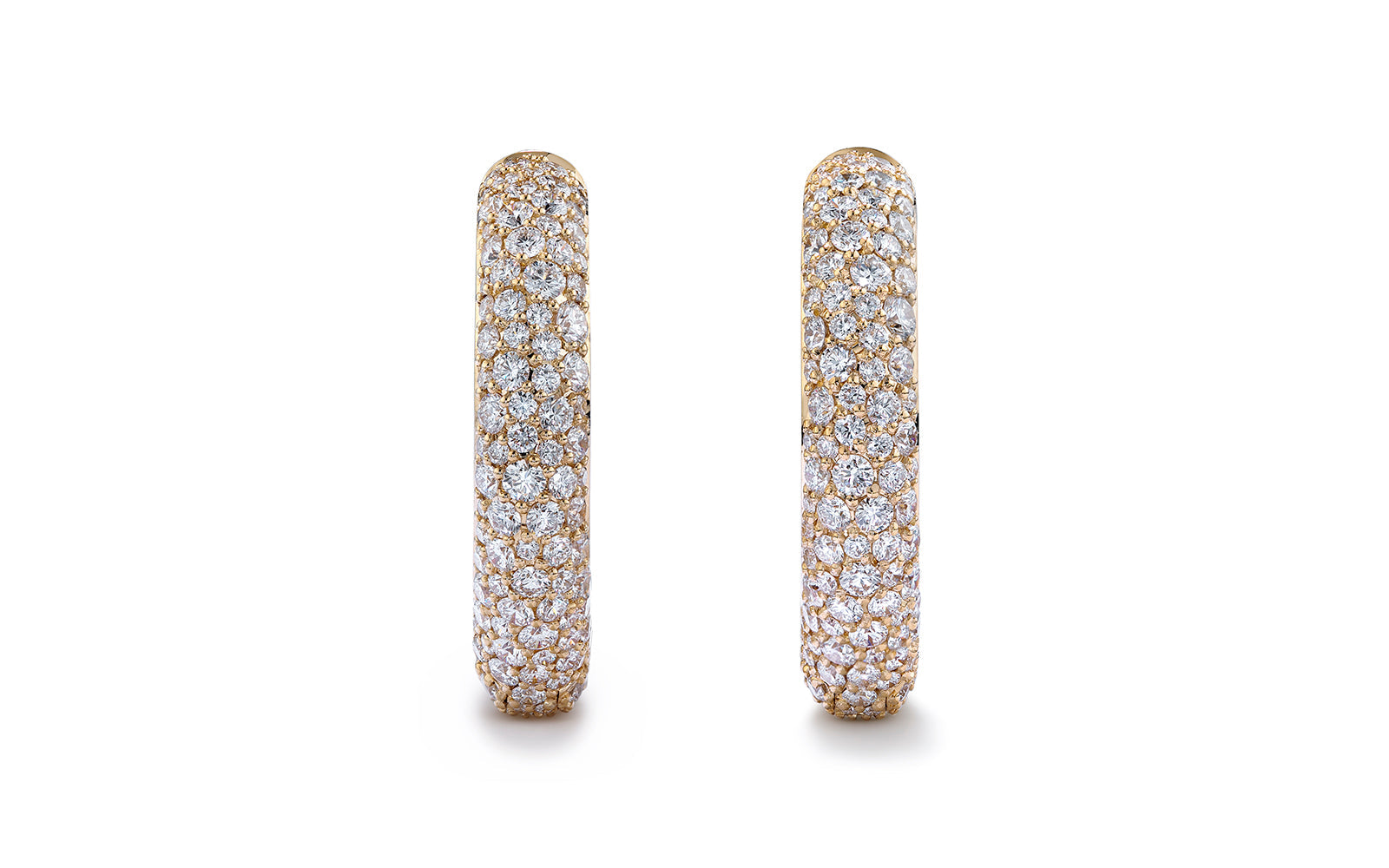 Micro Pave 4.16ct D Flawless Diamanten Ohrringe eingefasst in 18 Karat Gelbgold