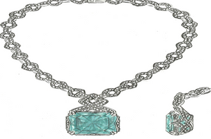 130.87ct Rekord lupenreiner grüner Beryll Halskette mit D Flawless Diamanten, eingefasst in 18 Karat Weissgold