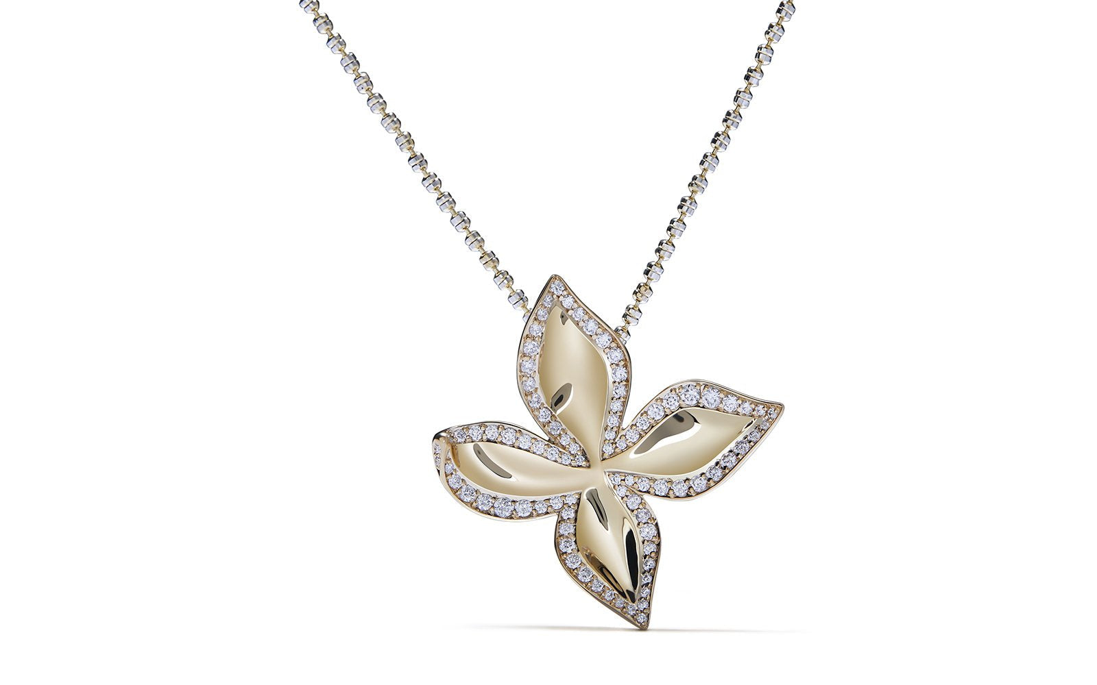 0.44ct D Flawless Diamanten Halskette, eingefasst in 18 Karat Gelbgold