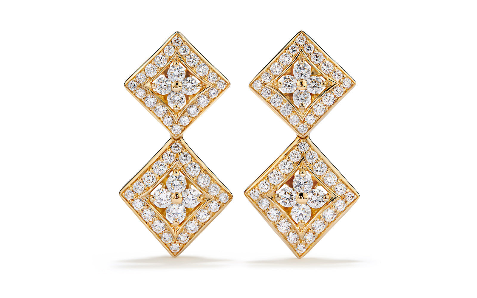 2.84ct D Flawless Diamanten Ohrringe, eingefasst in 18 Karat Gelbgold