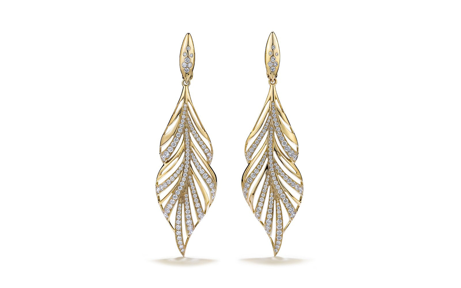 D Flawless Diamanten Ohrringe, eingefasst in 18 Karat Gelbgold