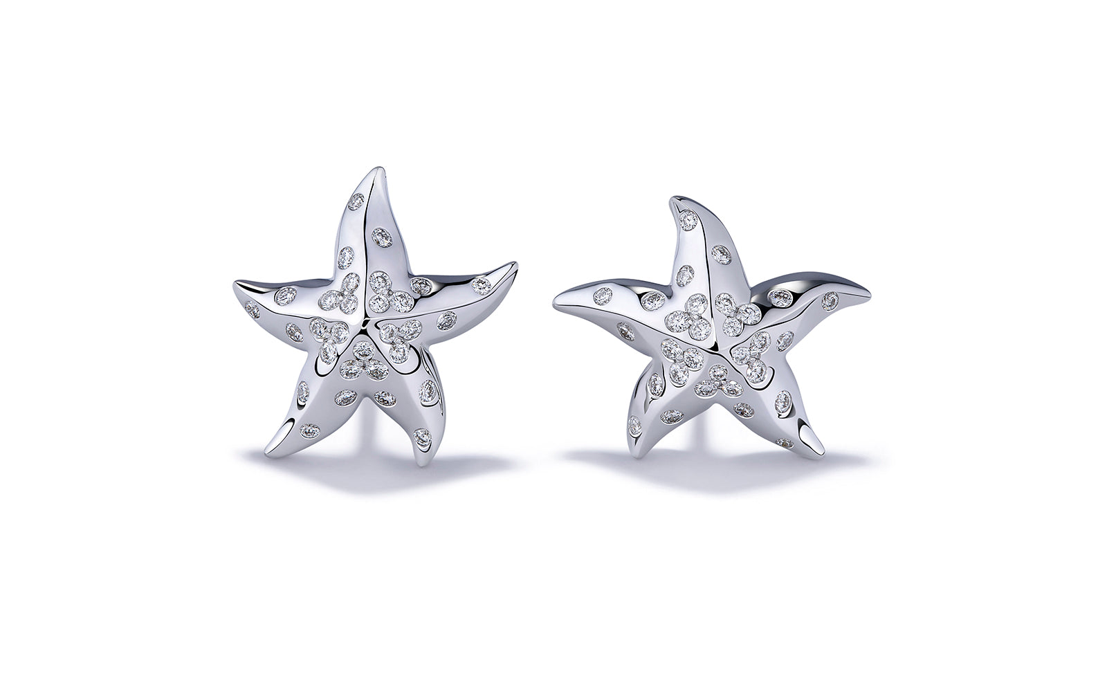 0.22ct Starfish D Flawless Diamanten Ohrringe eingefasst in 18 Karat Weissgold