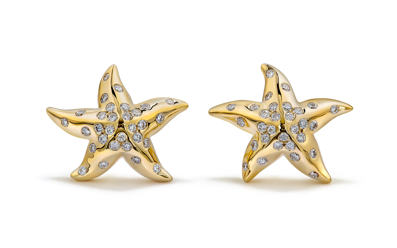 0.22ct Starfish D Flawless Diamanten Ohrringe eingefasst in 18 Karat Gelbgold